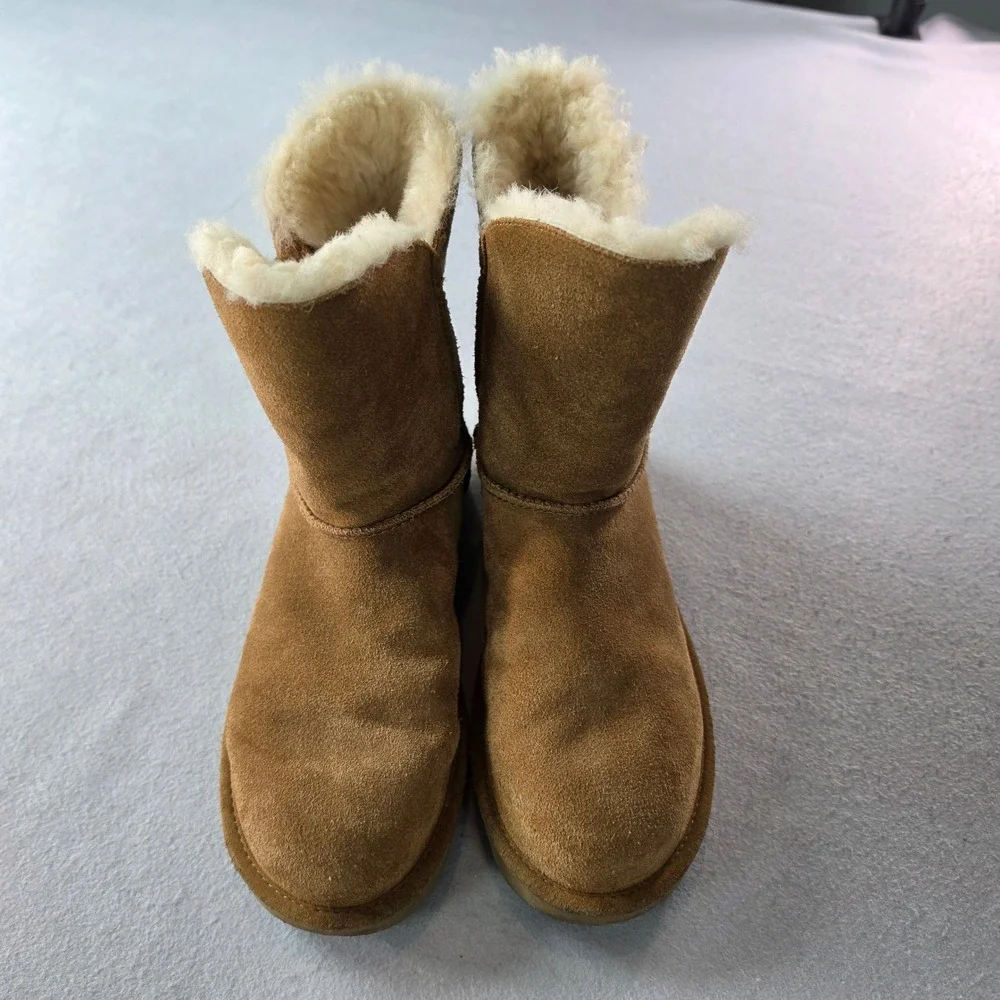UGG Gita Chestnut Suede Sheepskin Bow Boots Womens 9 Coquette Boho